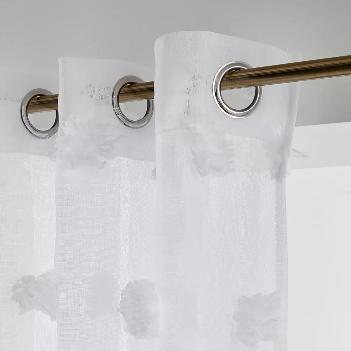 Voilage oeillets pompons (140 x 240 cm) Suzie Blanc
