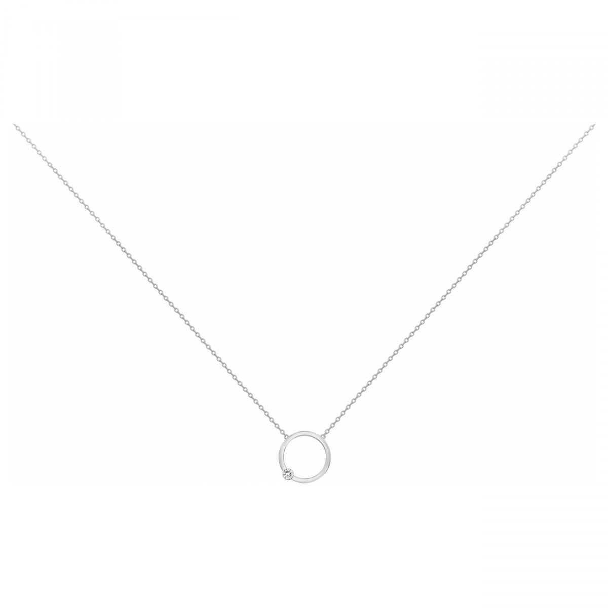Collier mono-motif en Argent avec oxyde de zirconium blanc