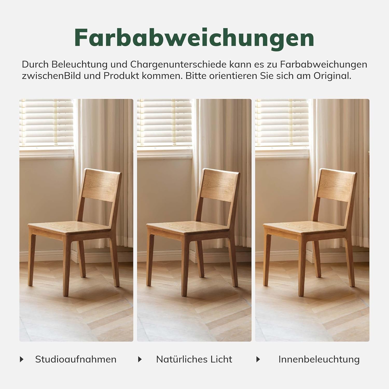 YESWOOD Massivholz Esszimmerstühle 2er Set aus Eichenholz, küchenstühle mit klassisches Design, Ideal für Esstische und Küchen, Holzstühle, Leicht zu reinigen, Stabil, 44x54x80 cm, Naturfarbe