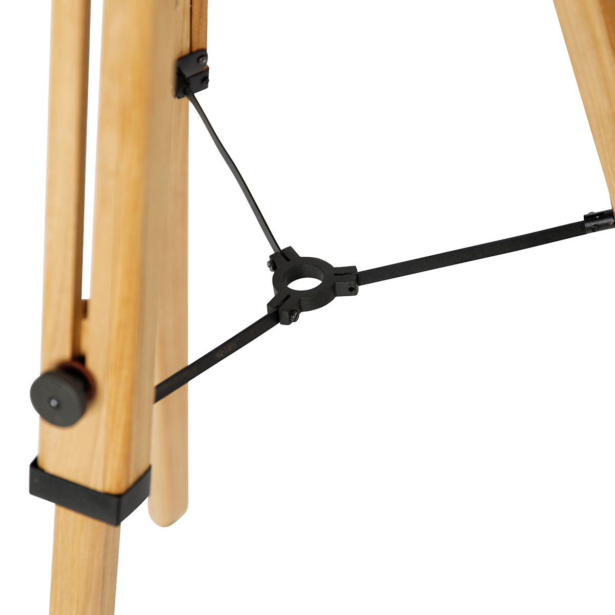 Industriële tripod vloerlamp zwart met hout - Mangoes