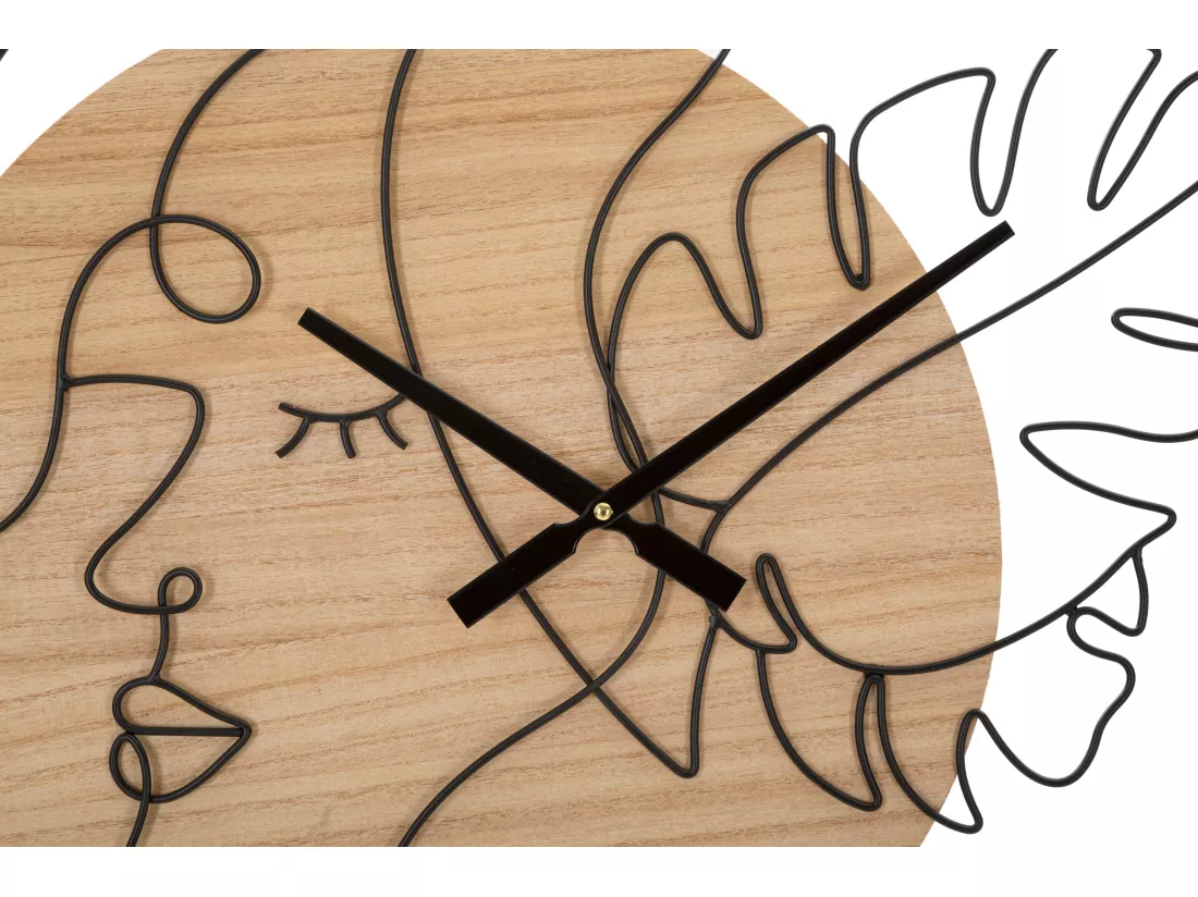 Horloge Murale Elegant -B- Design Artistique en Métal et Bois - Diamètre 60 cm, Épaisseur 2 cm