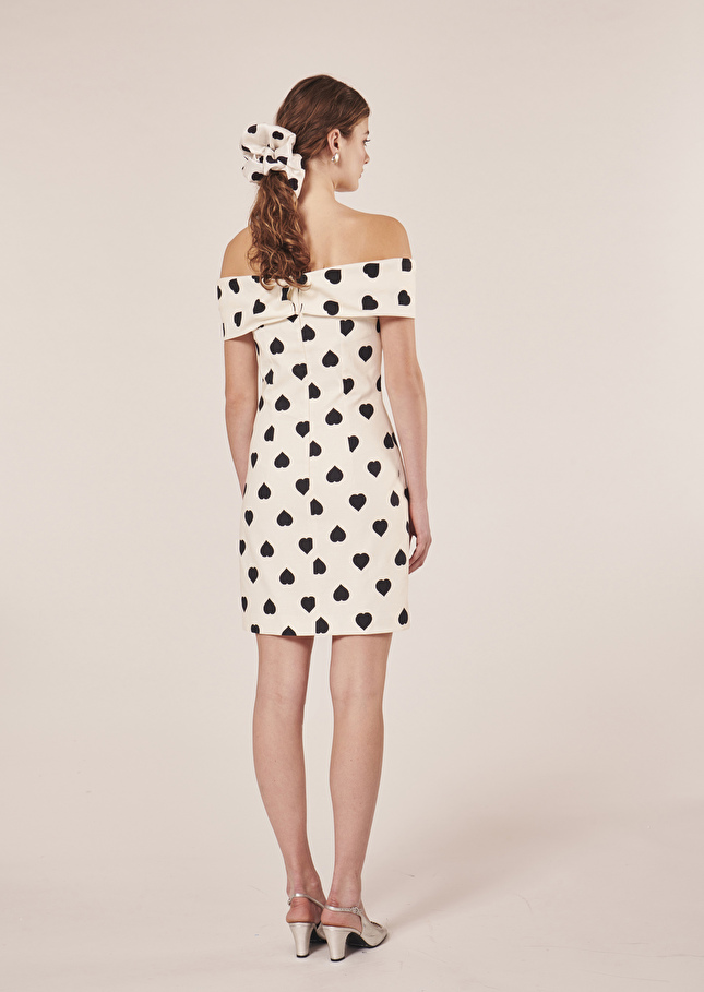 Robe Raulécrue à motif coeur noir