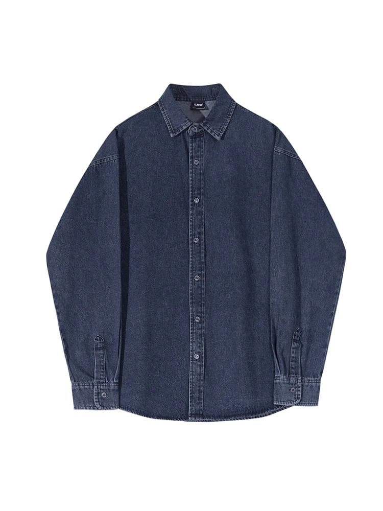 Omozando - Denim overhemd met lange mouwen