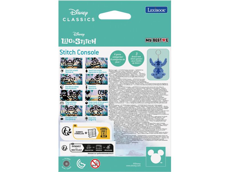 Lexibook Tamagotchi Disney Stitch My Best-E Blau Spielkonsole mit LCD-Bildschirm und 3 exklusiven Stitch-Spielen