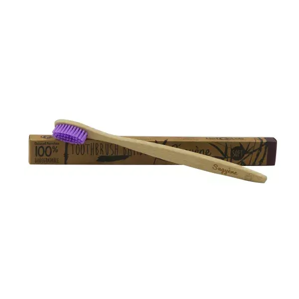 Escova de dentes de bambu Sagyène para adultos, roxa