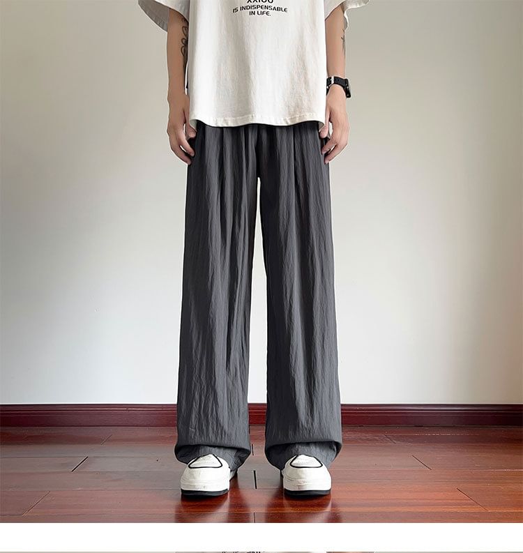 Deepwood - Mid Rise Plain Wide Leg Broek