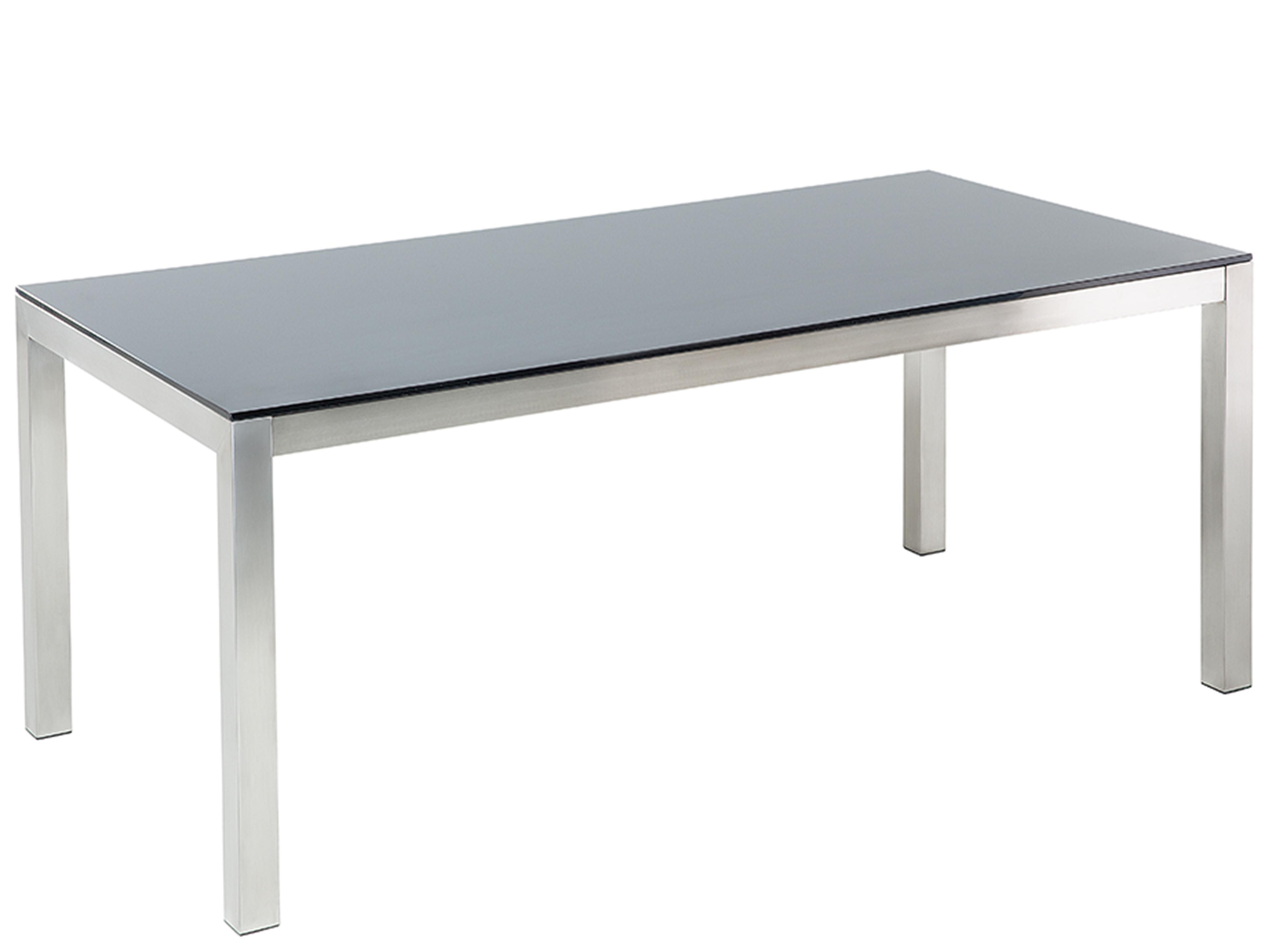 Tuin eettafel GROSSETO 180 cm 90 cm Veiligheidsglas Zwart