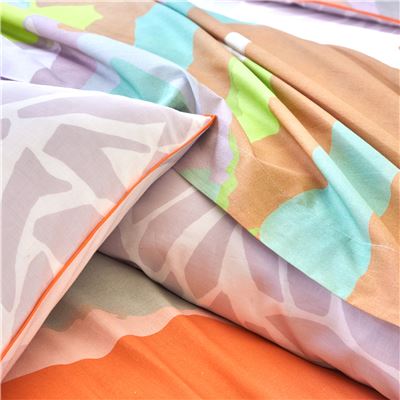 Linge de lit grand feuillage multicolore