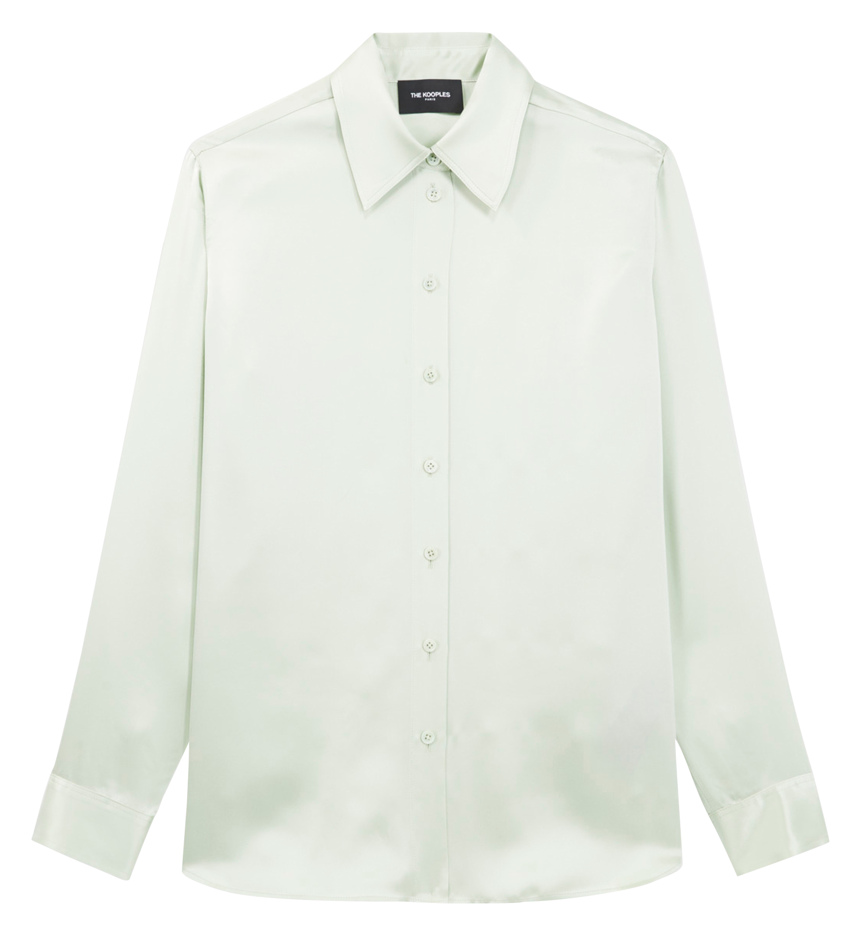 Chemise col classique en satin de soie | Vert
