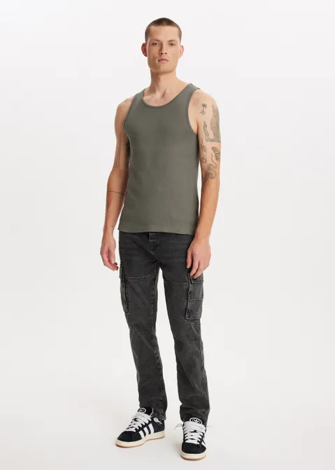 Basic tanktop rib groen (GRN.U)