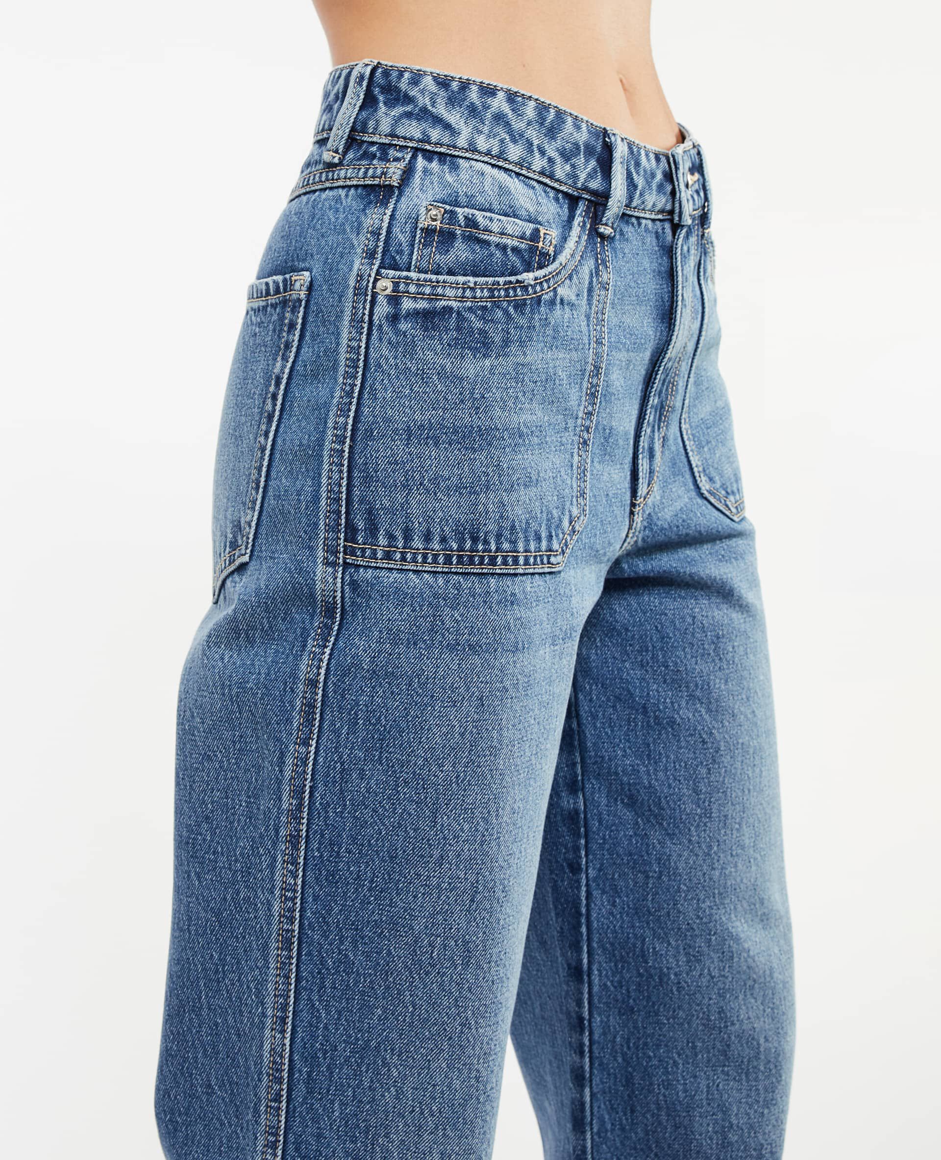 Jean droit taille haute - Bleu