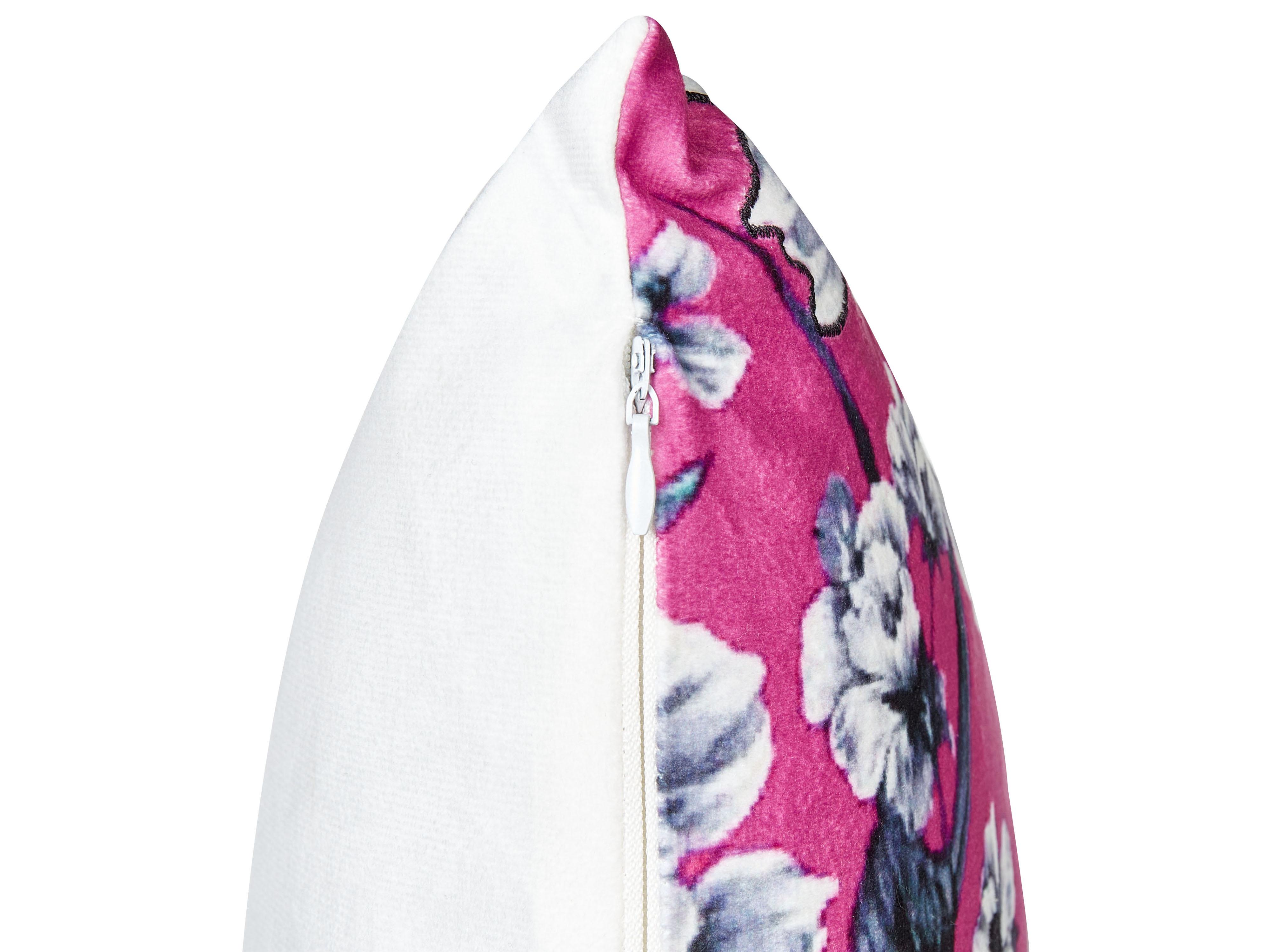 Set van 2 sierkussens KOELERIA Fluweel 45 x 45 cm Fuchsia bloempatroon