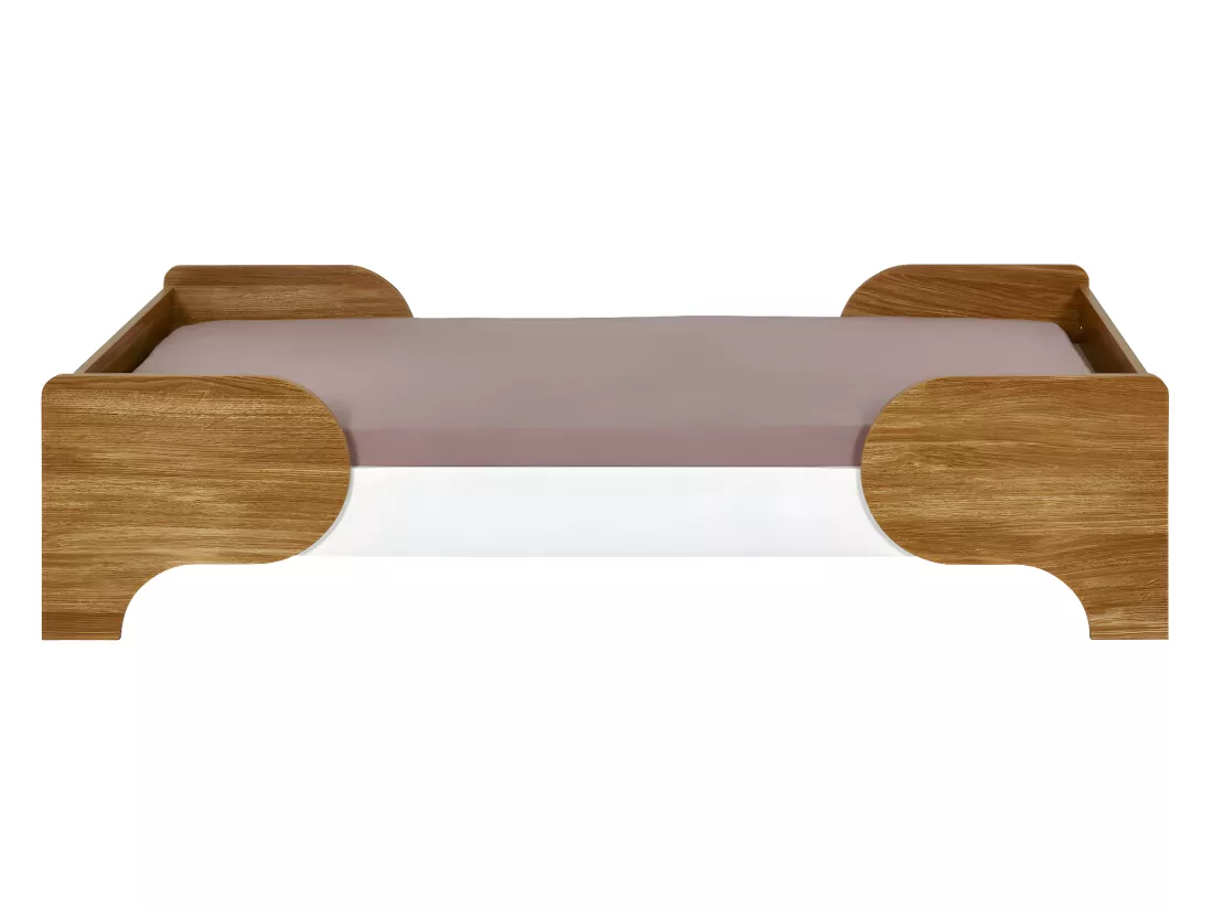 Pack lit bébé avec matelas 70x140 cm panneaux de fibres blanc et bois PANGO