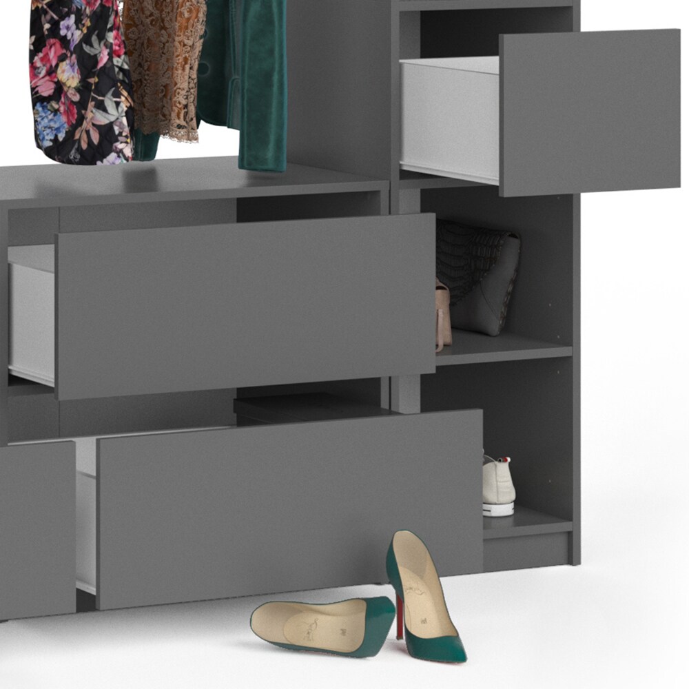 Vicco Kleiderschrank Visit Anthrazit Dielenschrank Flurgarderobe - Offen begehbar (Set XXXL)