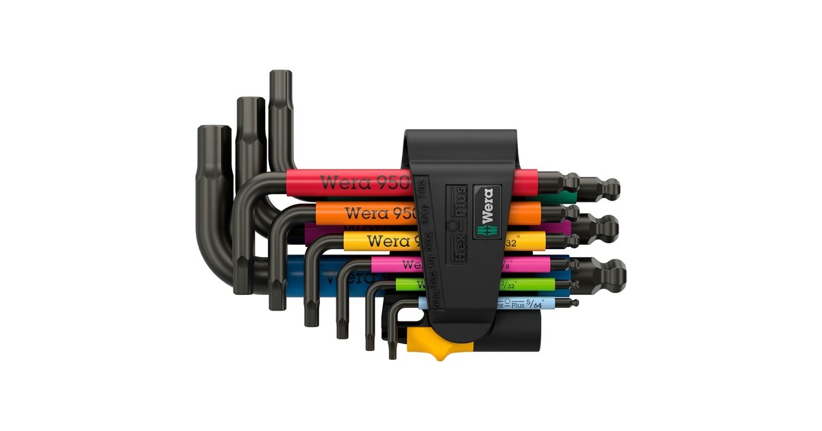 Wera950/9 Hex-Plus Multicolour Imperial 3 Stiftsleutelset, BlackLaser  (Zwart, 9‑delig)