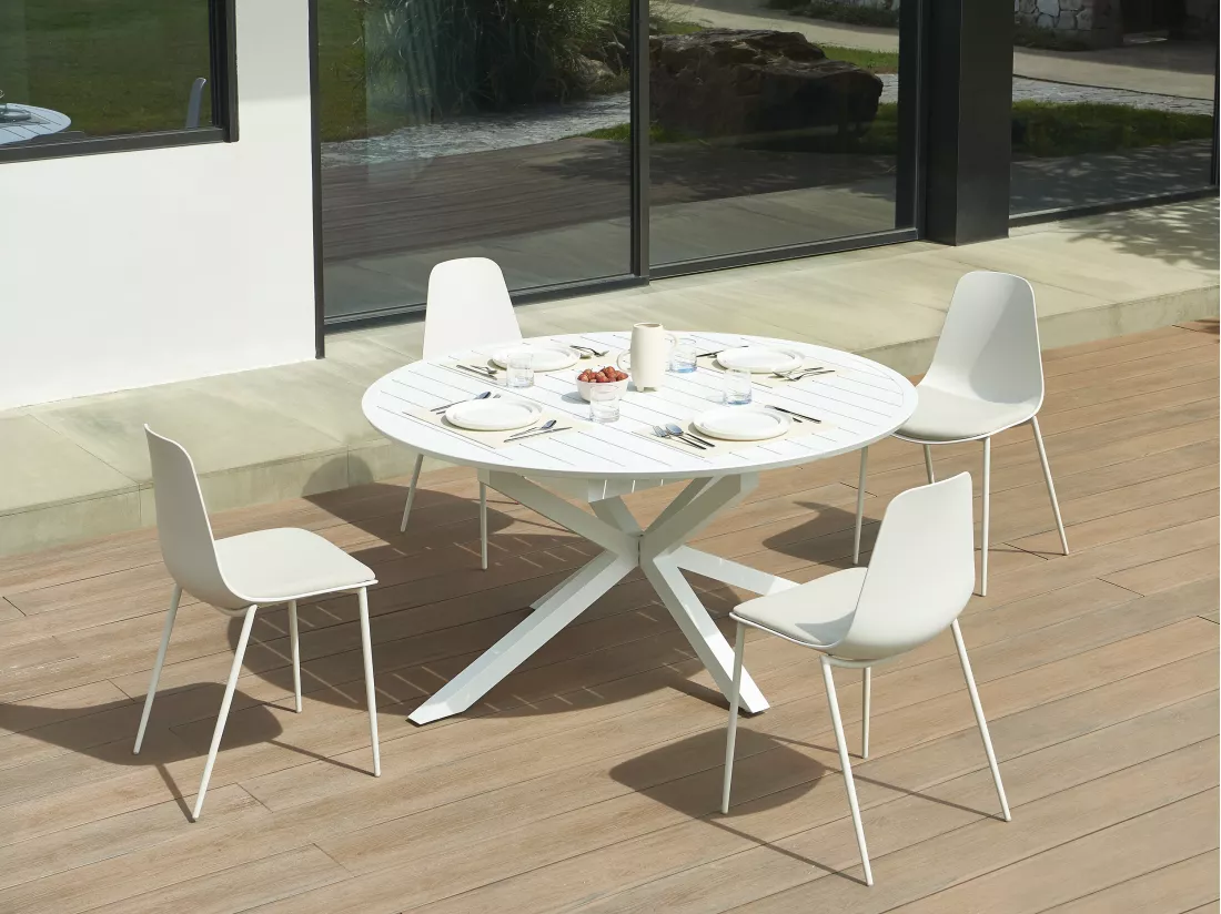 Lot de 4 chaises de jardin en polypropylène et métal - Beige - NEGERI de MYLIA