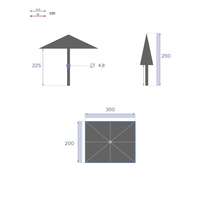 Parasol droit rectangulaire inclinable LOOMPA Taupe