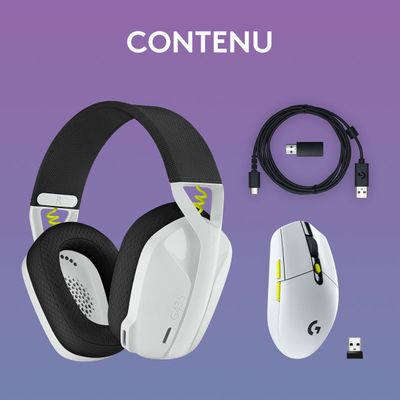Logitech G435 SE +G305 SE - pack gaming casque + souris Lightspeed sans fil - blanc et noir