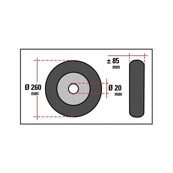 Roulette diamètre 260x85 gonflable