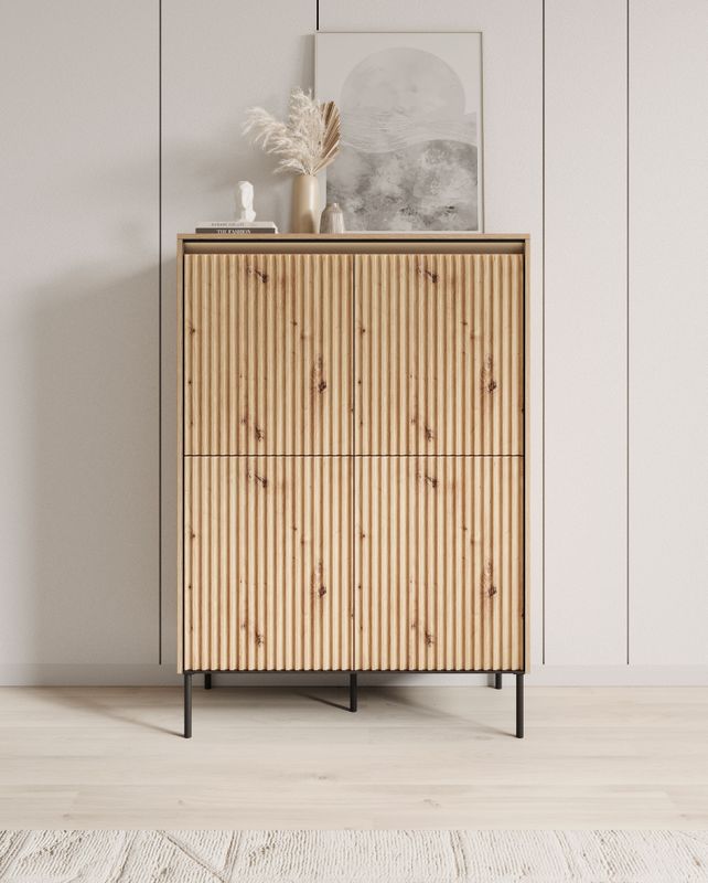 Meubella - Timoteo - Dressoir - Eiken - 4 Deuren - 8 Opbergvakken