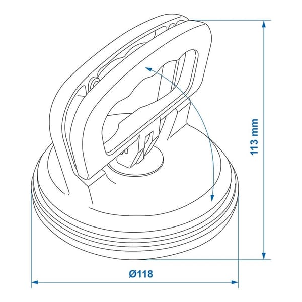 Vakuumløfter aluminium med 1 sugekopp
