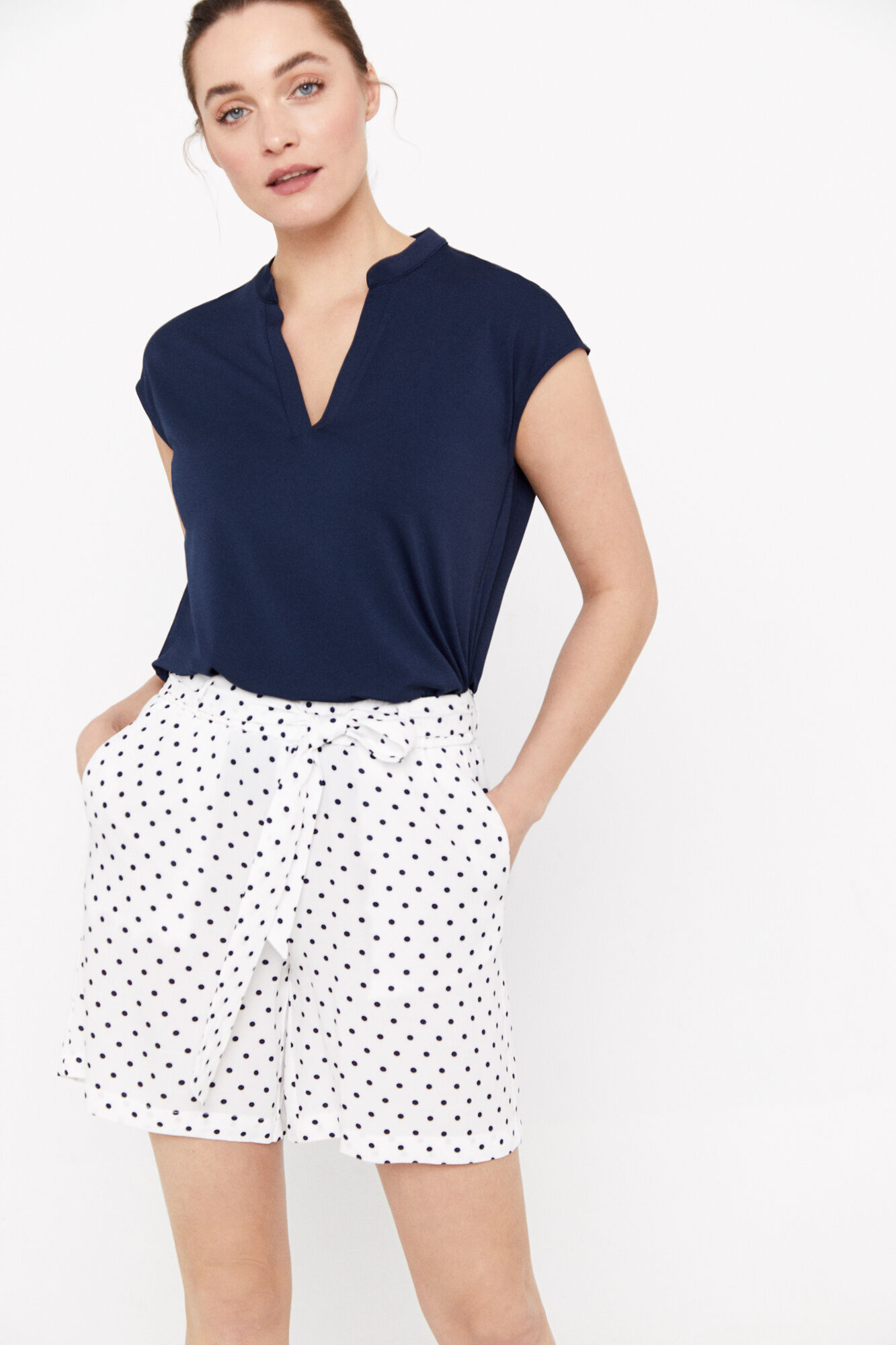 Bermuda fluida estampada - Estampa branca