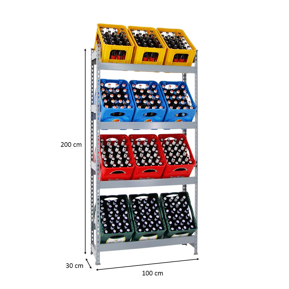 PROREGAL Drankkratplank, Hoog Big Camel, HxBxD 200 x 100 x 30 cm, Grijs