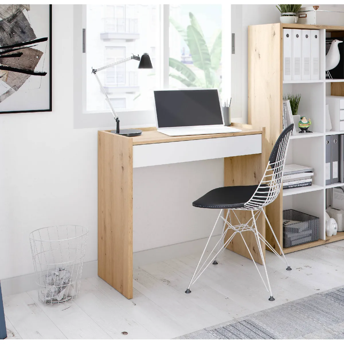 Alter Bureau avec tiroir - Chêne/Blanc