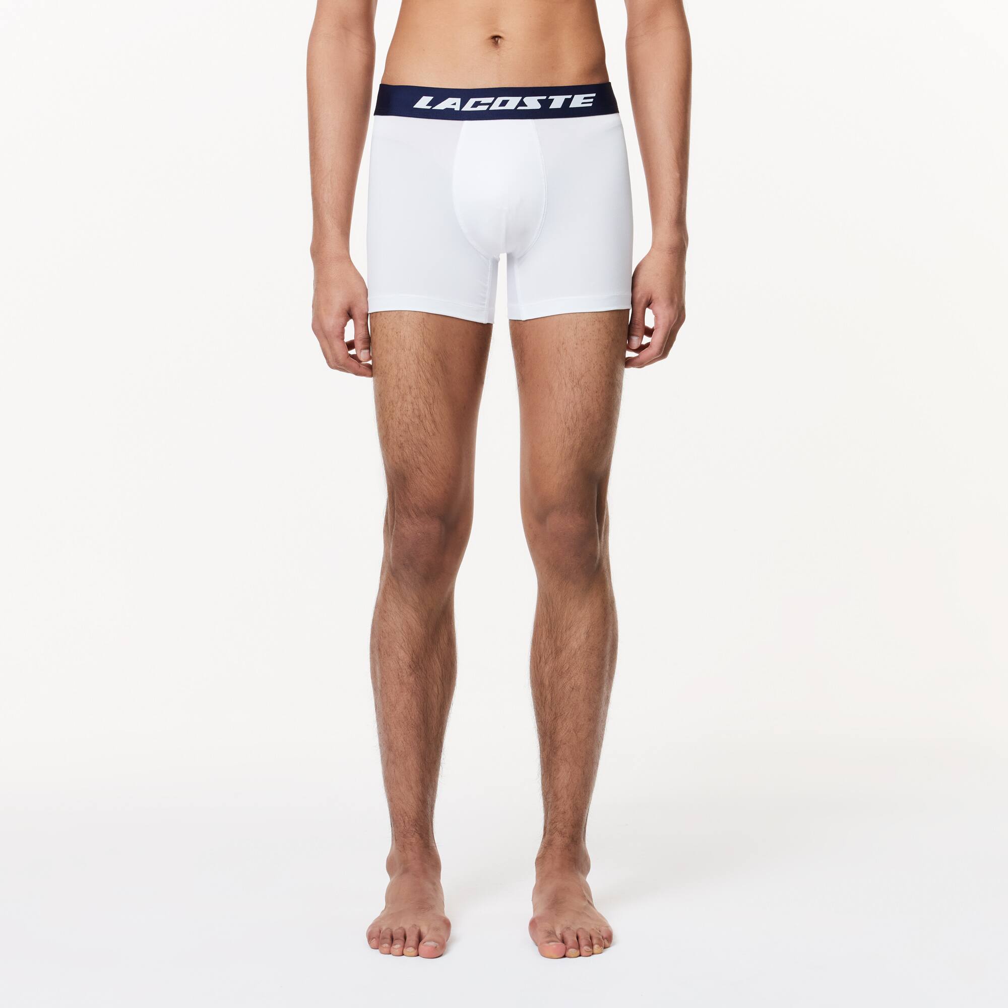Herren LACOSTE Trunks aus Mikrofaser mit Aufdruck im 3er-Pack Unterwasche - Blau - Lacoste - Herren
