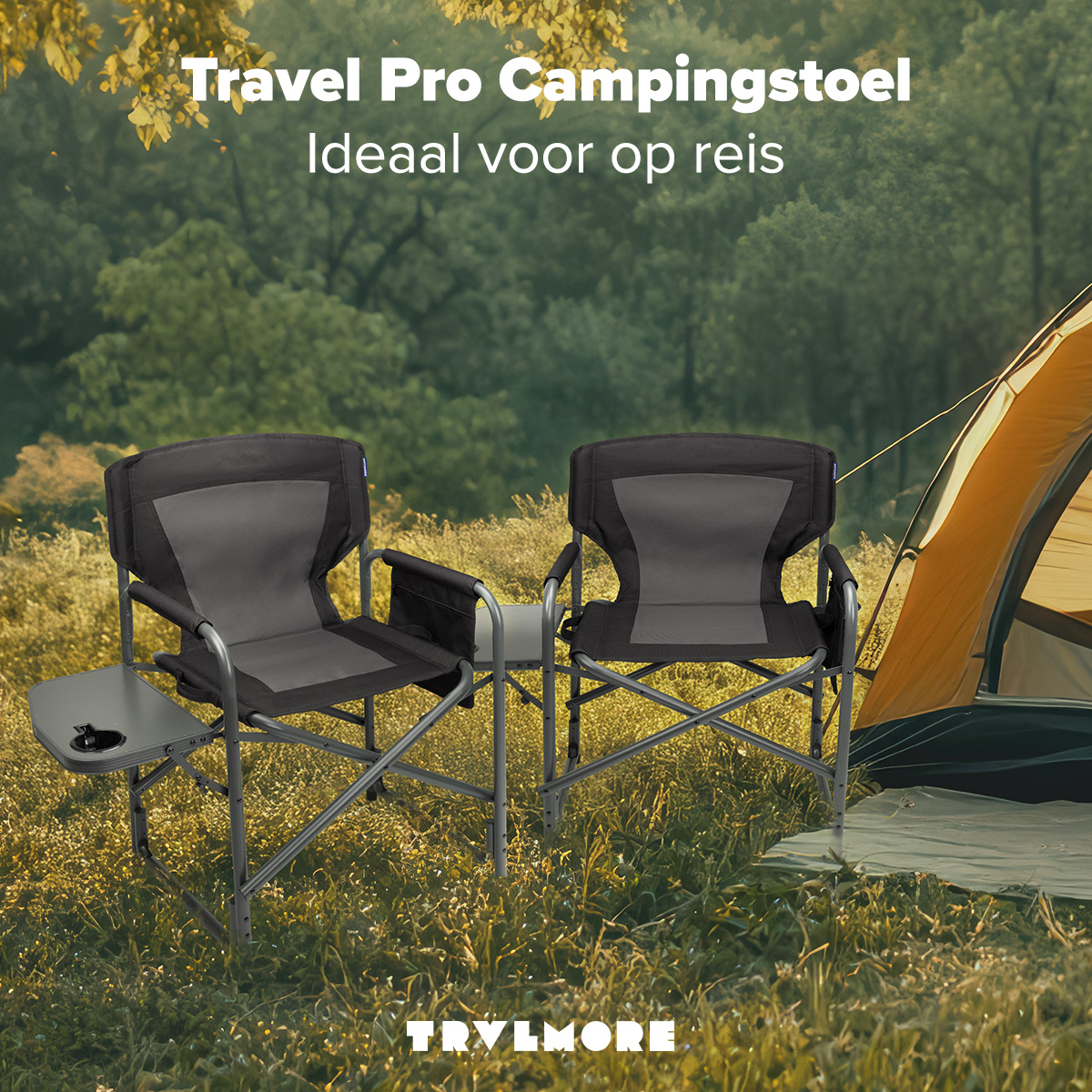 TRVLMORE set van 2 lichtgewicht vouwstoelen - Black
