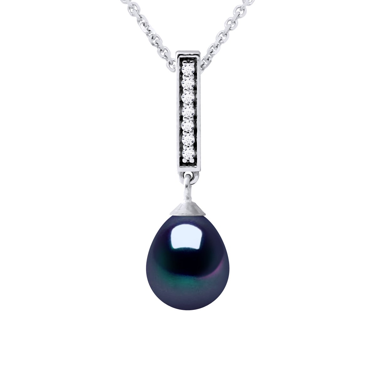 Collier Rang de Perles d'Eau Douce Noires 5-6 mm Fermoir Argent 925