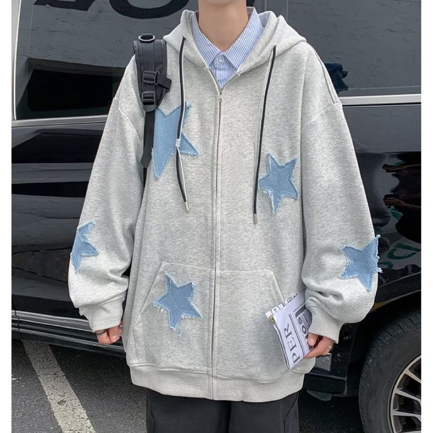 Bolgivy - Fleecegevoerde hoodie met sterrenapplicatie en rits