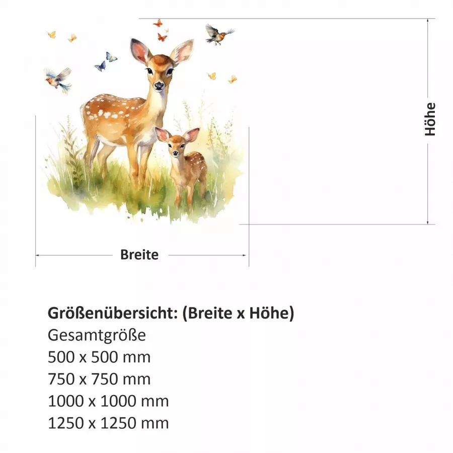 Nikima Wandtattoo 244 Wandtattoo Reh Rehkitz auf Wiese in 4 vers. Größen bunt