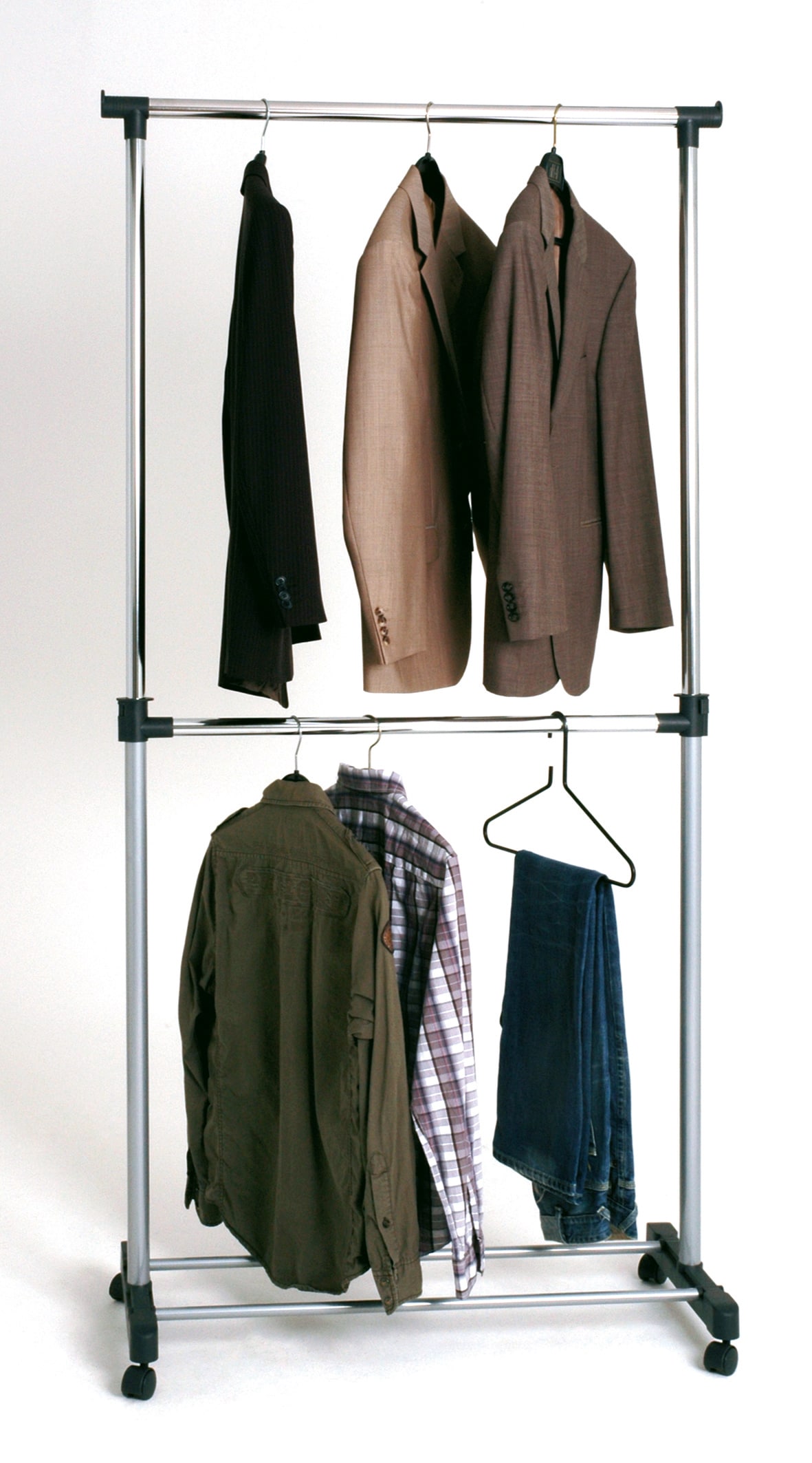 Rollgarderobe 90 x 120(210) cm chromfarbig/grau