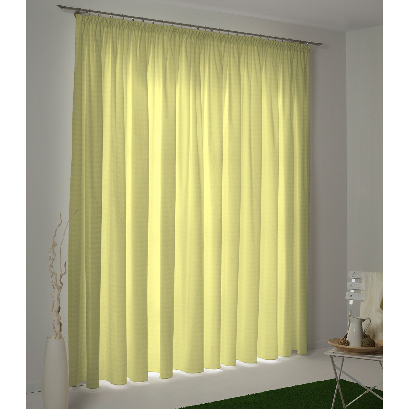 Einzelschal mit Kräuselband UNI COLLECTION LIGHT - hellgrün - 145x145 cm