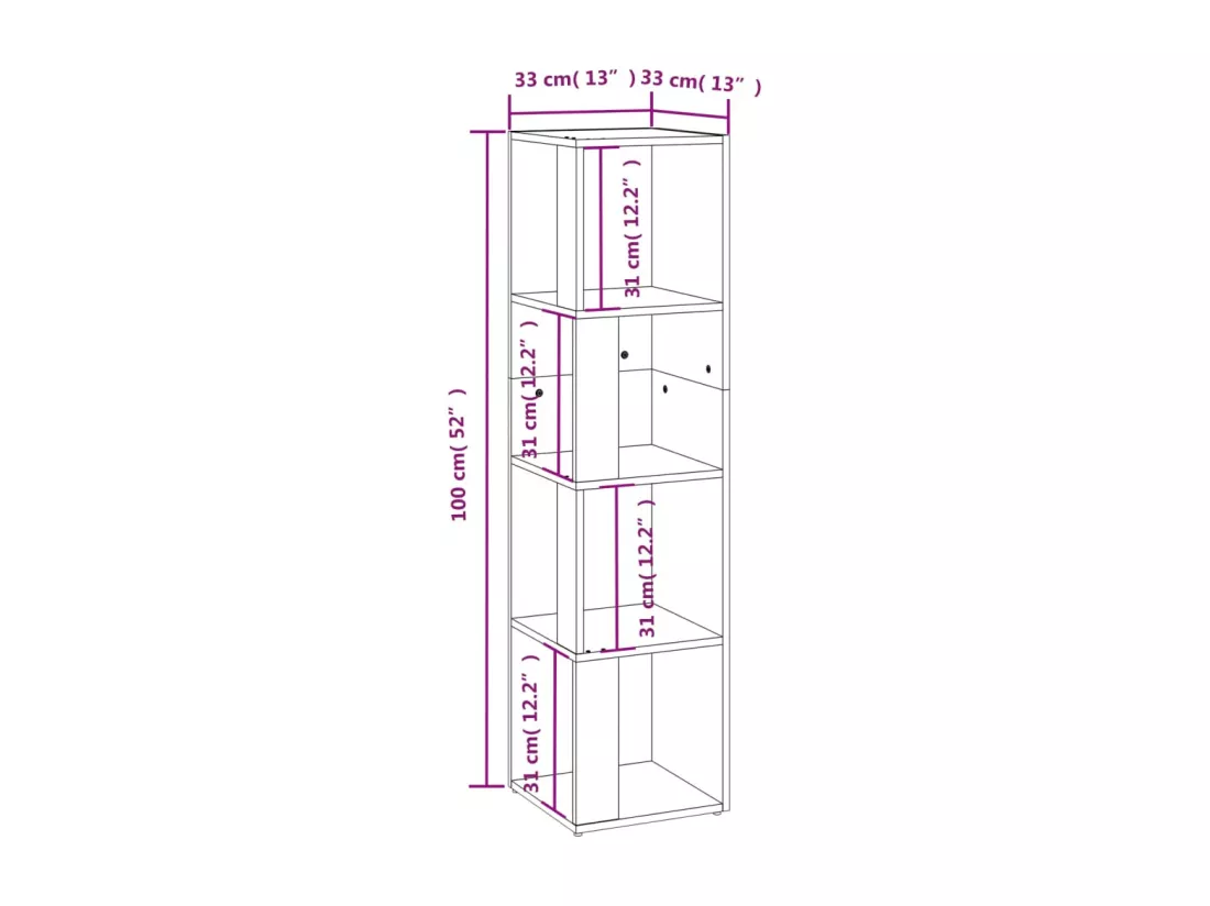 Armoire d'angle Noir 33x33x132 cm Bois d’ingénierie