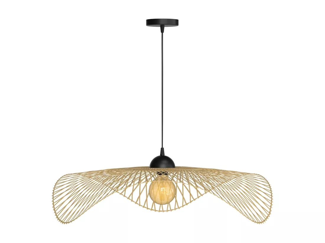 Suspension D75 cm en bambou avec fil noir - Jipi