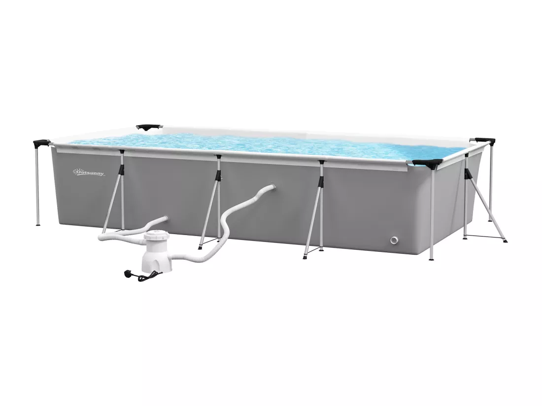 Piscine hors sol rectangulaire 5 pers. dim. 472L x 282l x 80H cm avec accessoires blanc gris