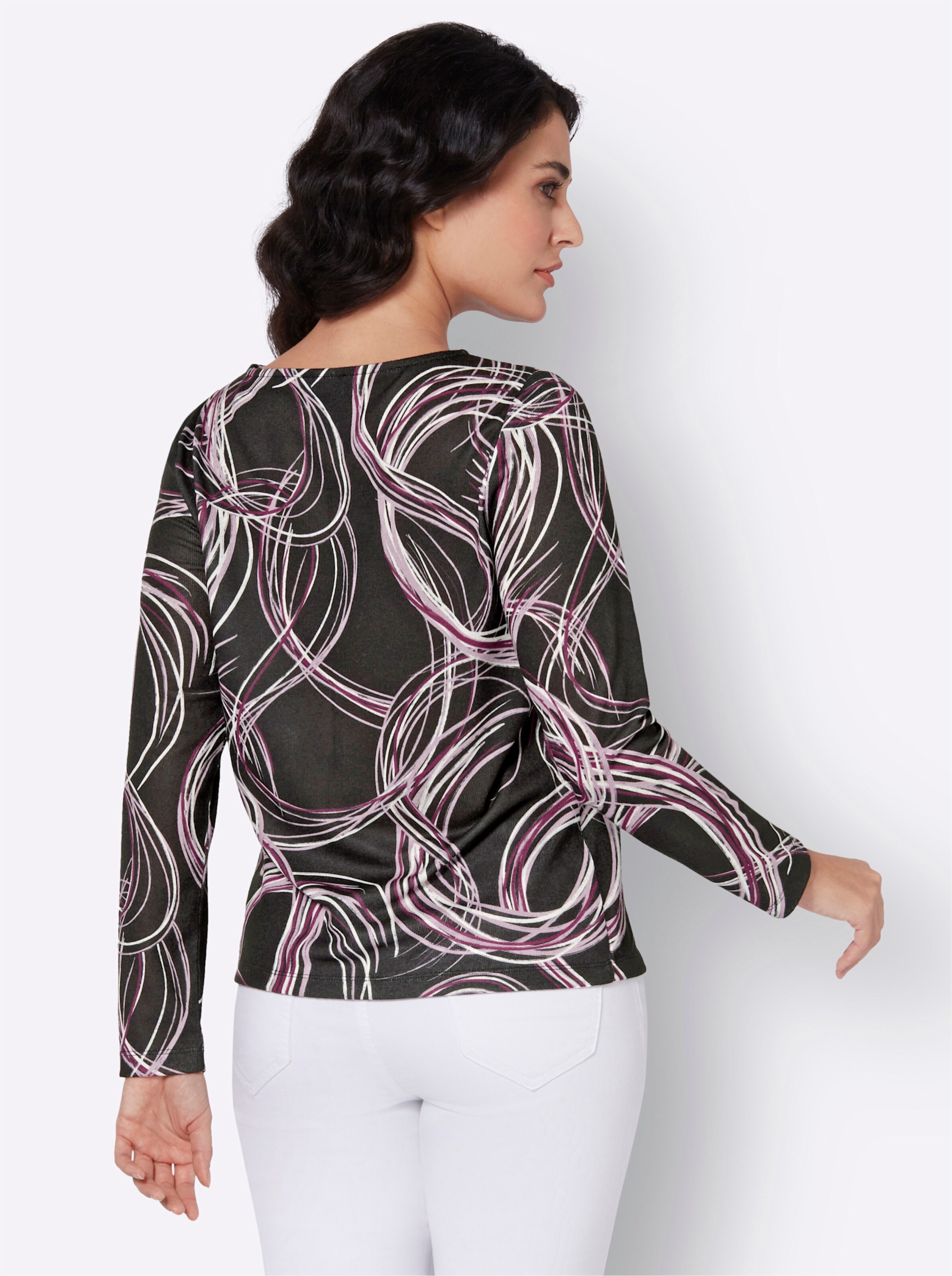 Shirt in graphit-malve-bedruckt