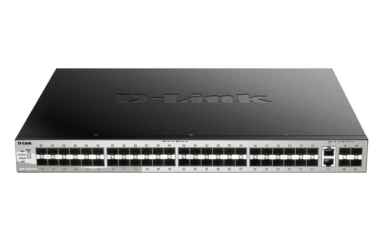 SFP Switch DGS-3130-54S 54 Port<br>Gigabit Layer 3 Stackable Managed Switches DGS-3130 Series