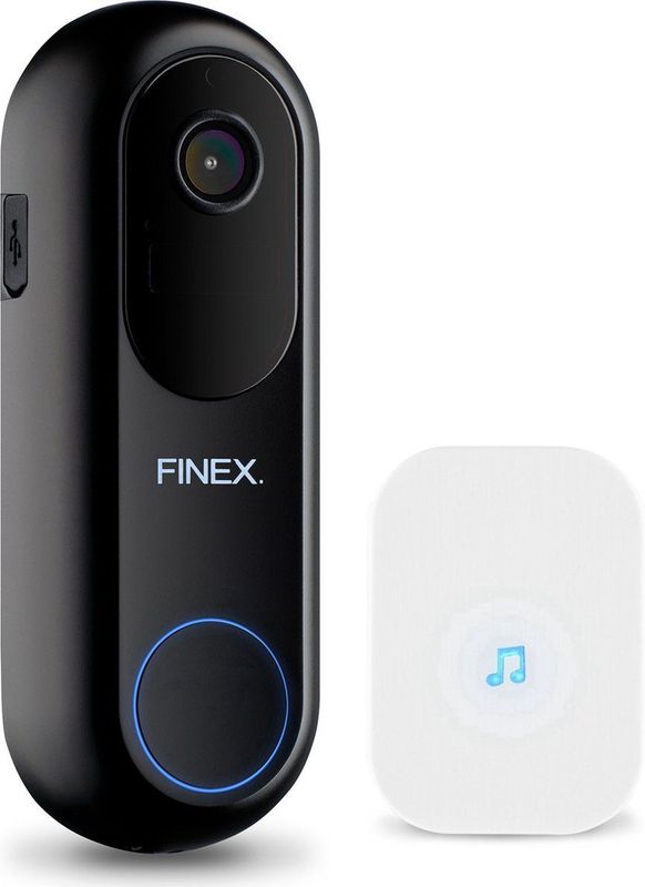 Finex - Video Deurbel V2 - Inclusief Binnenbel - WiFi - Dag en Nachtmodus - Zonder Abonnement