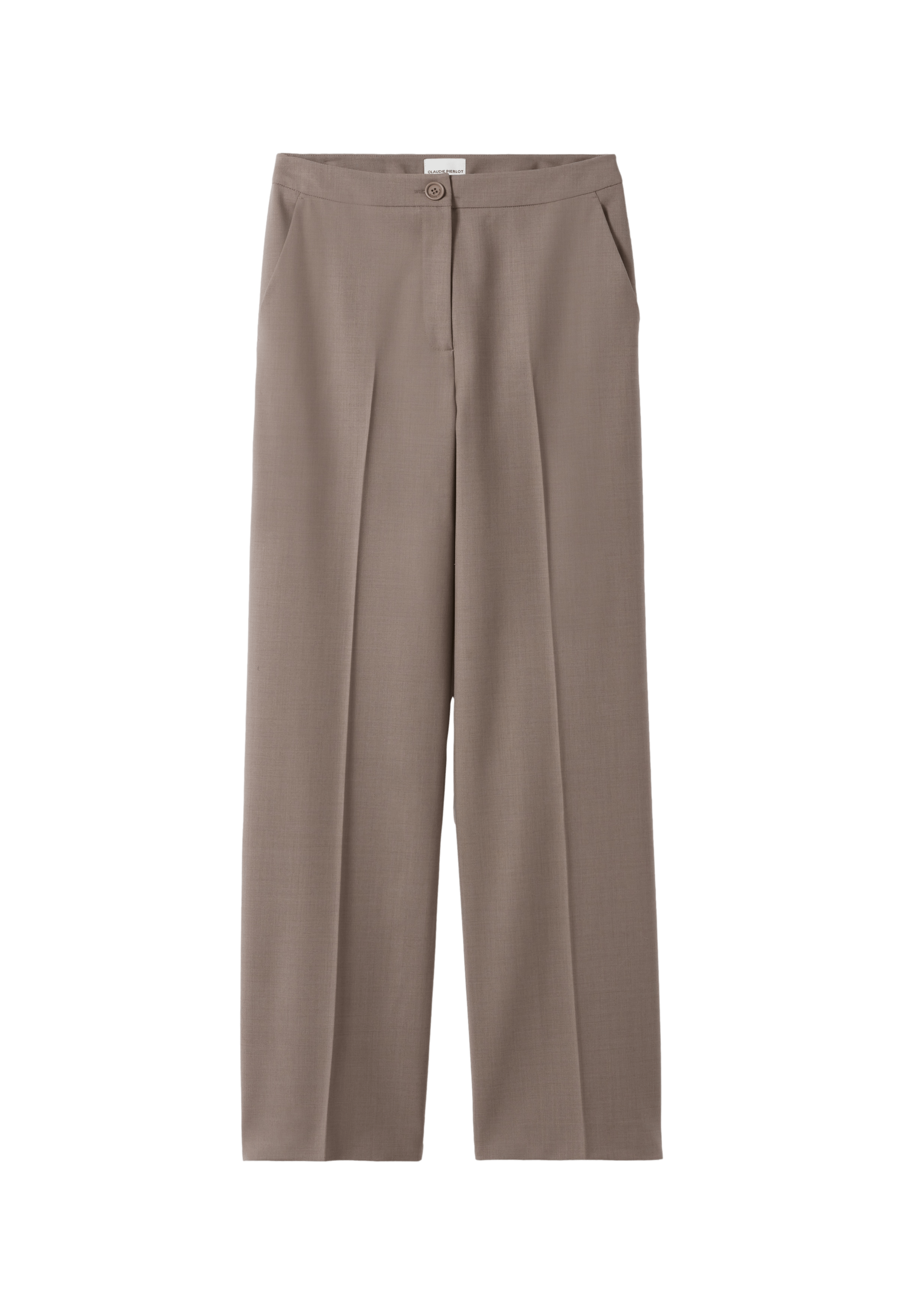 Pantalon droit en lainemélangée | Marron