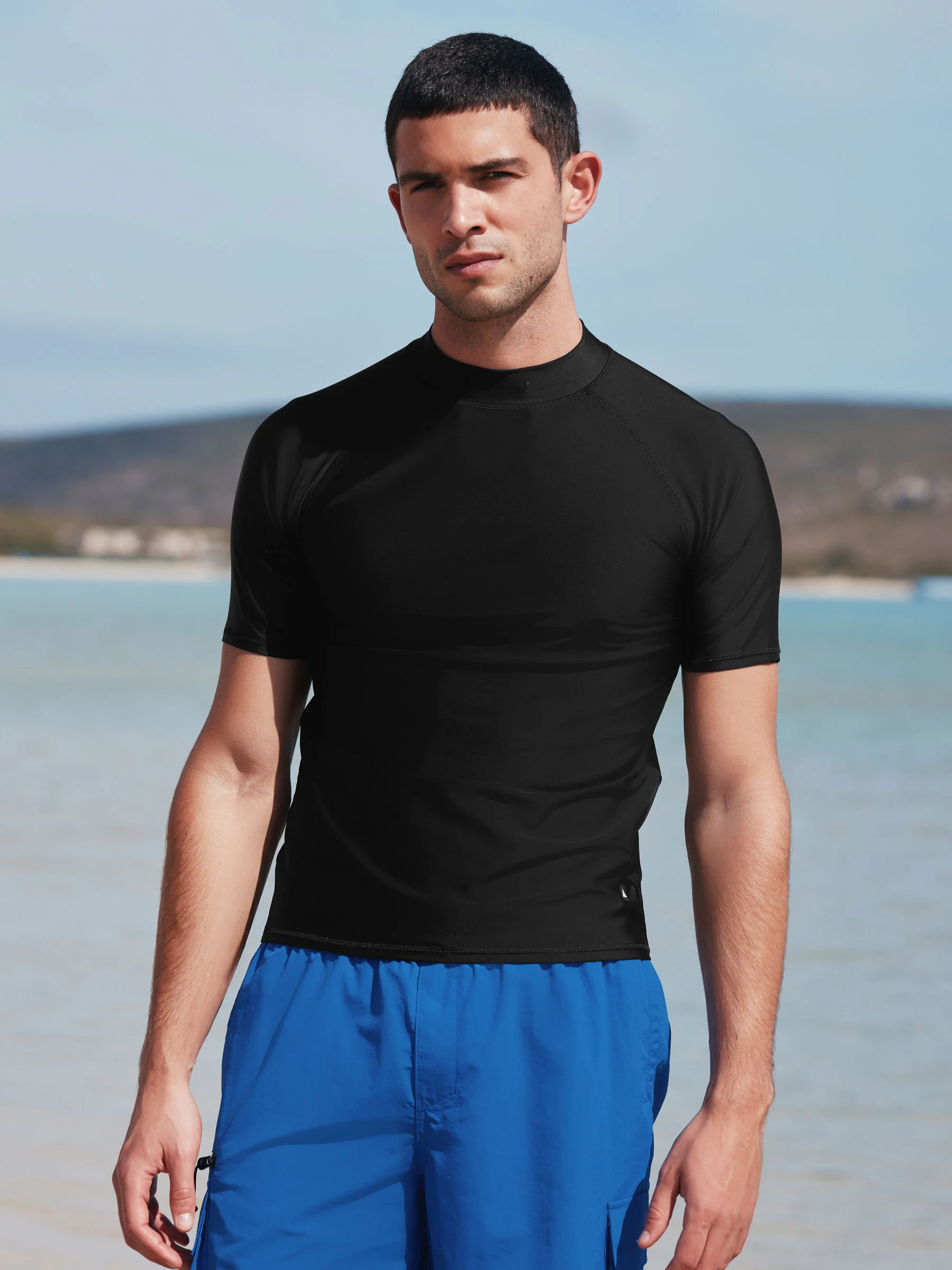 Zwart - Actief rash vest met korte mouwen