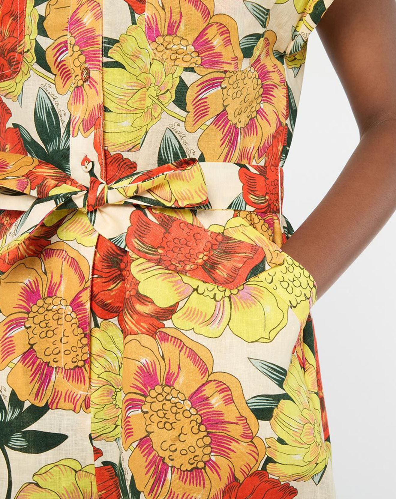 Scotch & Soda Combishort 100% Lin à fleurs multicolore