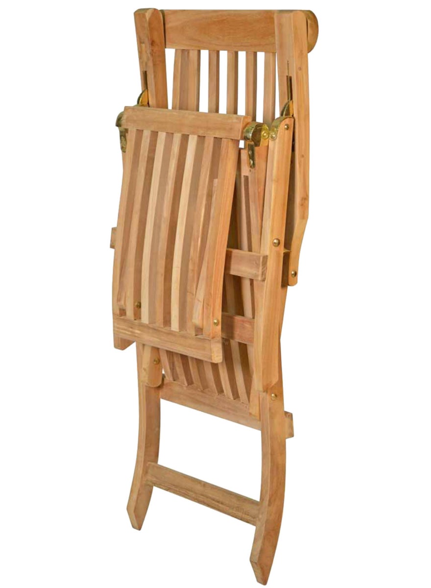 Houten teakhouten ligstoel, tuinligstoel, zonnebed met armleuningen, opvouwbaar, premium