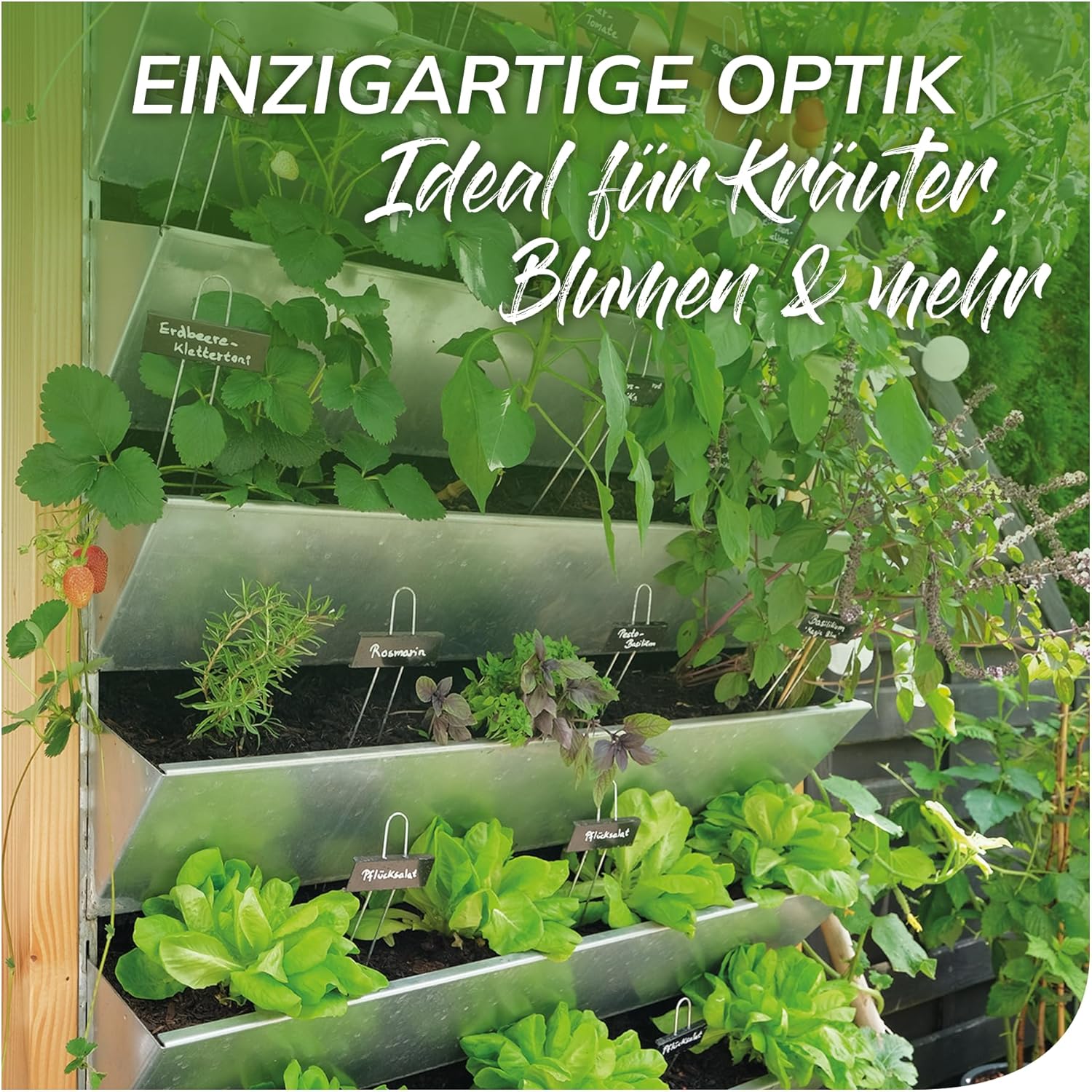 bellissa - INALTO L8 vertikales Hochbeet Pflanzenständer 100x32x180cm - Vertikalbeet Regal mit 8 Pflanzkästen ohne Zwischenböden für Kräuter, Pflanzen & Blumen - Vertikaler Garten aus Holz & Metall