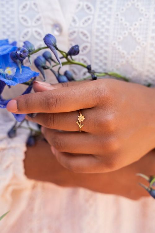 Birth Flower ring met bloem