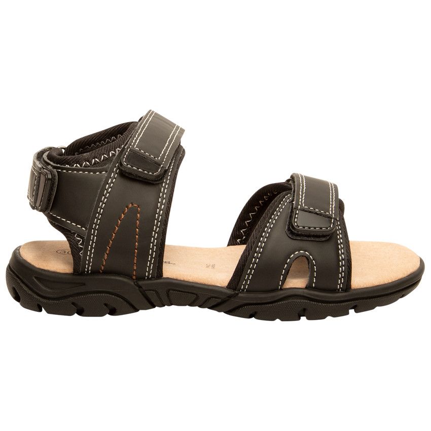 Nu-pied triple velcros pour garçon - Noir