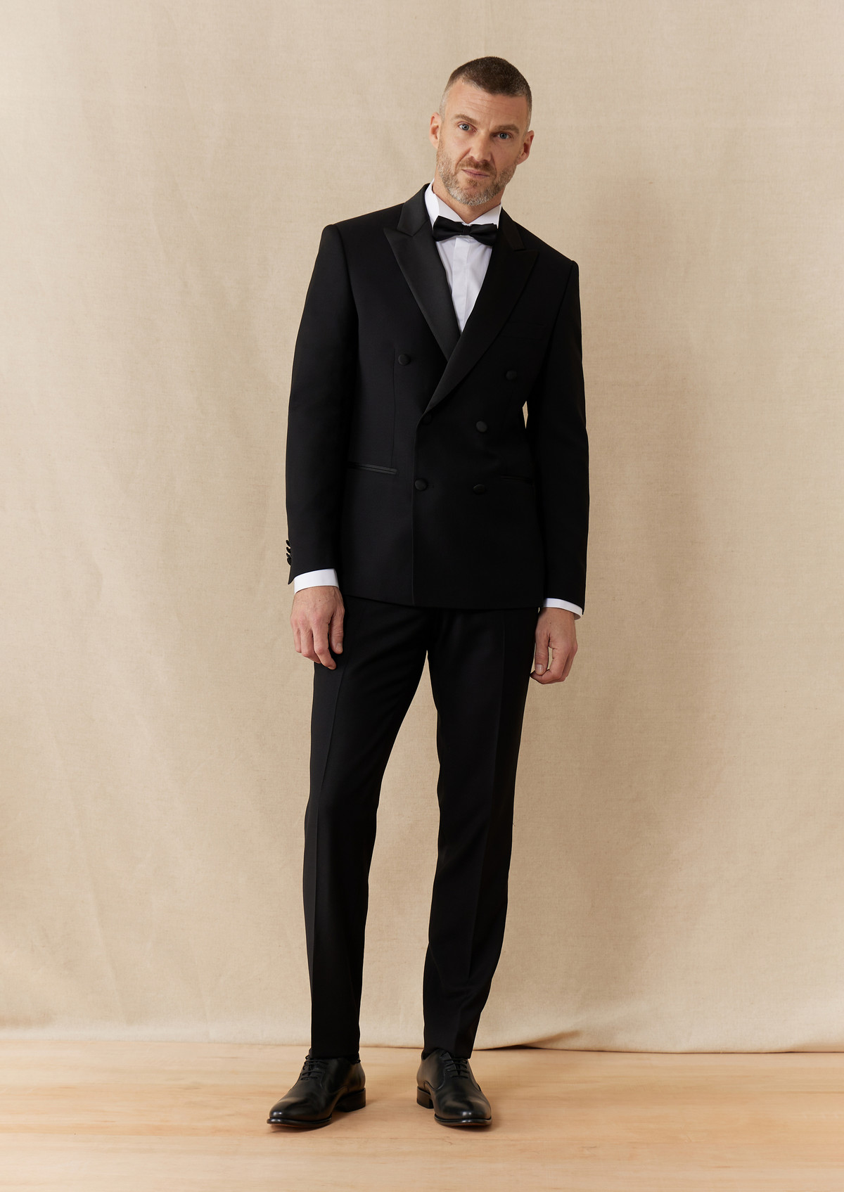 Veste de smoking Slim en laine unie noire