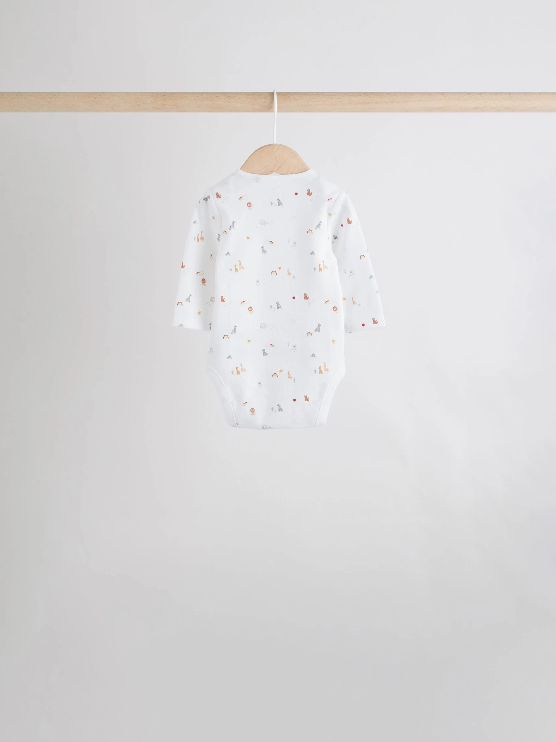 Wit met figuurprint - Baby Bodysuits met Lange mouwen van 100% katoen